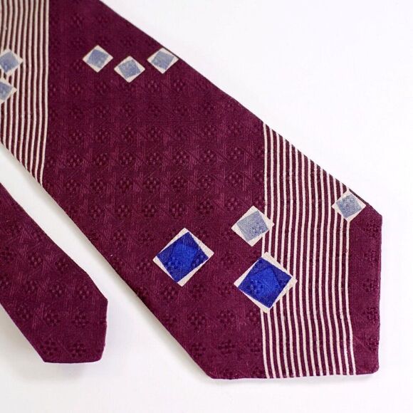 Croft & Barrow Abstract Jacquard Purple Print Wide Silk Tie - Picture 6 of 7